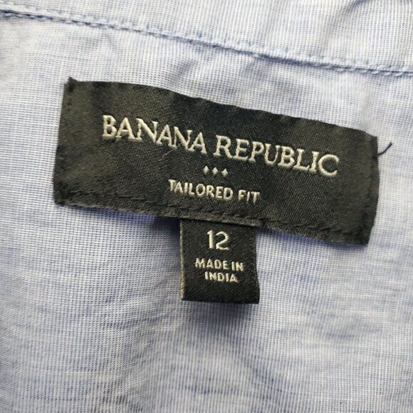 Banana Republic Top Womens Size 12 Light Blue Sleeveless Button-Down Chambray - Picture 2 of 8
